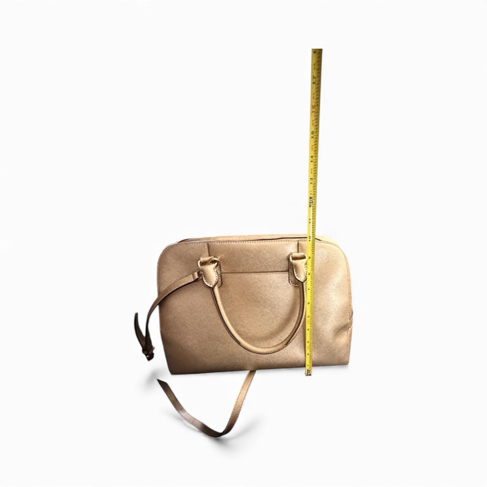 Michael Kors Gold Saffiano Leather Satchel w/ Strap + Bag Scarf - Picture 12 of 15